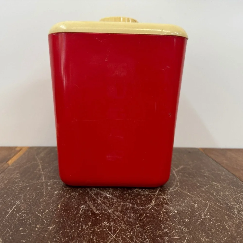 Vintage Retro Plastic Red White Cream SUGAR Canister‎